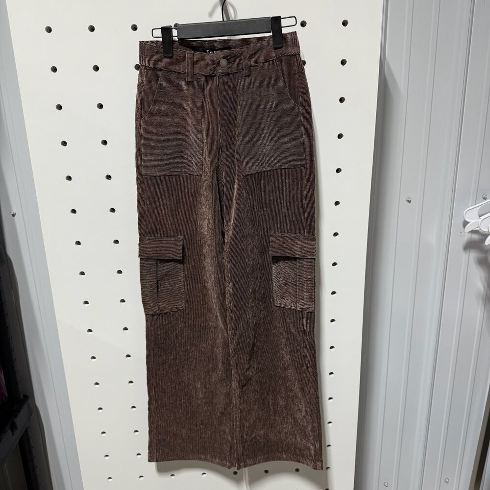 NWT En Saison Dark Brown Corduroy Bottoms Size Extra Small